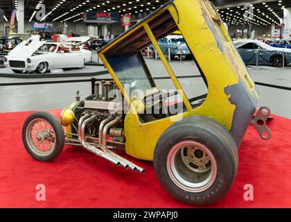 DETROIT, mi/USA - 1 marzo 2024: "Uncertain T", un'auto personalizzata per garage del 1965, modello Monogram (ora Mattel), Detroit AutoRama. Costruttore: Steve Scott Foto Stock