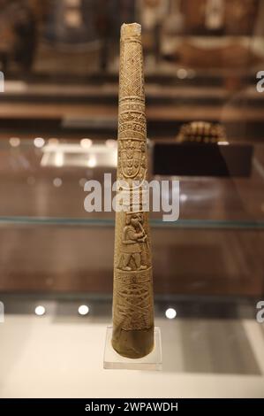 Corno d'avorio, Benin, Nigeria, XV-XVI secolo, al British Museum, Londra, Regno Unito Foto Stock