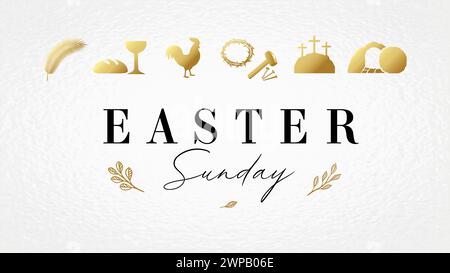 Festeggiamenti della domenica di Pasqua - festeggiate la Resurrezione, biglietto d'auguri. Concetto del venerdì Santo per poster, volantini o storie Web. Illustrazione vettoriale Illustrazione Vettoriale