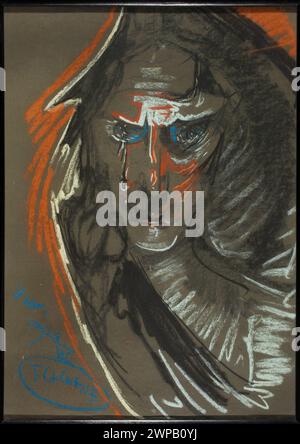 Ritratto di Maria Kasprowiczowa, intitolato "Cavaliere pagato", di Stanisław Ignacy Witkiewicz nel luglio 1928. Raffigura una figura femminile, parte della ritrattistica fantasiosa nell'arte polacca moderna. Foto Stock