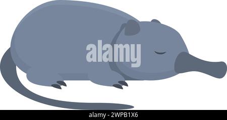 Vettore cartoni animati icona Desman abitazione. Carattere faunistico. Immagine di un mammifero Illustrazione Vettoriale