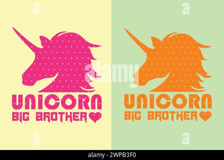 Unicorn Big Brother, maglia Animal Lover, My Spirit Animal, maglietta Unicorn, maglietta bambini, camicia di compleanno ragazza, camicia arcobaleno Illustrazione Vettoriale