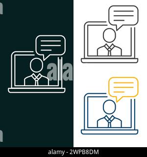 Videochiamata, riunione online, comunicazione video, progettazione di icone vettoriali Illustrazione Vettoriale