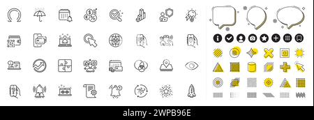 Set di icone Puzzle, Money Calendar e Chemistry Lab line per app Web. Icona del pittogramma vettore Illustrazione Vettoriale