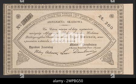 Assegnazione documentata della tesoreria a partire dal 1831, con informazioni dettagliate sulle operazioni finanziarie, le allocazioni e le autorizzazioni ufficiali relative ai fondi pubblici. Foto Stock