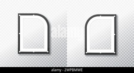 Cornice fotografica realistica isolata su sfondo trasparente, cornice vuota, foto con cornice vettoriale Illustrazione Vettoriale