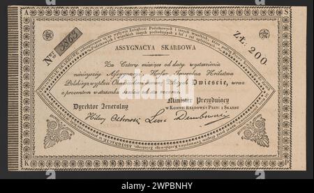 Assegnazione documentata della tesoreria a partire dal 1831, compresa la supervisione finanziaria statale e le responsabilità amministrative. Foto Stock