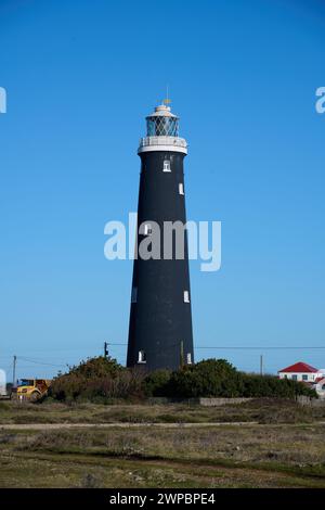 Penisola di ciottoli di Dungeness, Kent, Inghilterra. Posizione costiera in Inghilterra. Foto Stock