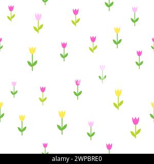 Primavera, fiori, tulipani, motivo senza cuciture Illustrazione Vettoriale