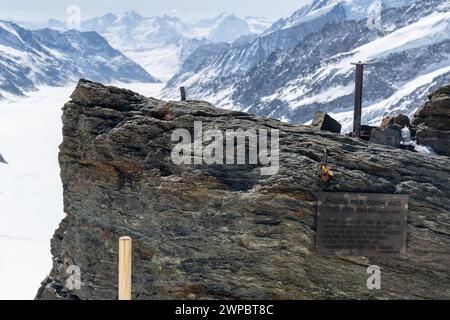 Cima dell'Europa, osservatorio della Sfinge in cima a Junfrau in Svizzera, la vetta delle Alpi Foto Stock