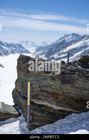 Cima dell'Europa, osservatorio della Sfinge in cima a Junfrau in Svizzera, la vetta delle Alpi Foto Stock