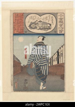 Yaoya Hanbei con un poema Akazome Emon, n. 59 della serie 'Imacja della collezione di Ogura - un poema di cento poeti' (Ogura Nazorae Hyakunin Isshu)Dembiński, Stanisław (1891-1940)-collezione, tavole decorative secondo l'antologia di cento poeti, ciclo, dono (provenienza), xilografie, giapponese (cultura), arte giapponese, ukiyo-e. Foto Stock