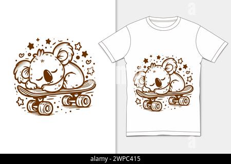Carino e giocoso disegno artistico Koala Doodle Outline Illustrazione Vettoriale