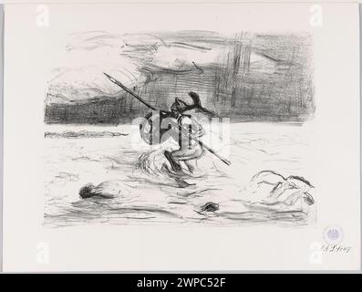 Illustrazione 'Achill im Storme', placca 9, di Max Slevogt (1868-1932) pubblicata da Albert Langen-Verlag, 1907. Raffigura Achille dell'Iliade di Omero, tra cui Troia, mitologia greca e iconografia classica. Parte della collezione dell'Accademia reale Prussiana delle Arti di Berlino. Foto Stock