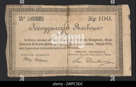 Incarico di tesoreria emesso dal governo dal 1831, che rappresenta un documento finanziario formale per uso monetario ufficiale. Foto Stock