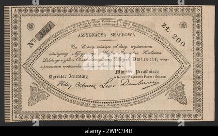 Assegnazione documentata della tesoreria a partire dal 1831, che descrive in dettaglio le responsabilità finanziarie e amministrative nel corso di quell'anno. Foto Stock