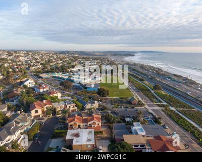 Tramonto a Encinitas California in drone Foto Stock