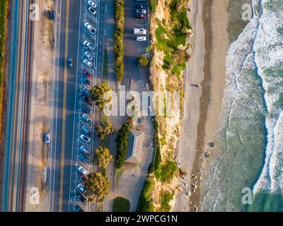 Tramonto a Encinitas California in drone Foto Stock