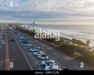 Tramonto a Encinitas California in drone Foto Stock