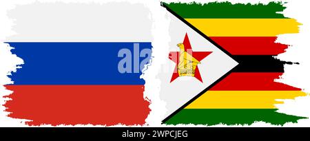Zimbabwe e Russia grunge bandiere connessione, vettore Illustrazione Vettoriale