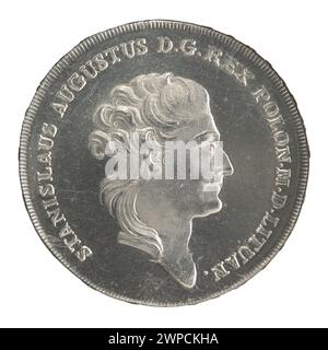 Una moneta del tallero emessa nel 1783 raffigurante Stanisław August Poniatowski, re di Polonia, disegnata da Efraim Brenn. Foto Stock