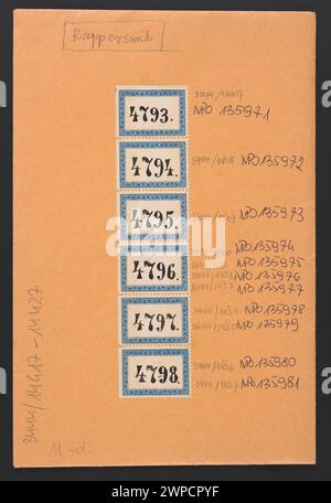 Carta da stampa emessa dal governo nazionale nel 1863 per la produzione di banconote dei tagli 1, 2, 5, 25, 50, e 100 unità polacche. Foto Stock