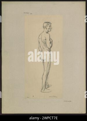 Ritratto di un uomo mostrato in tre quarti con enfasi del profilo di Hans Thoma, raffigurante postura, tratti del viso e abbigliamento, datato 1890. Foto Stock