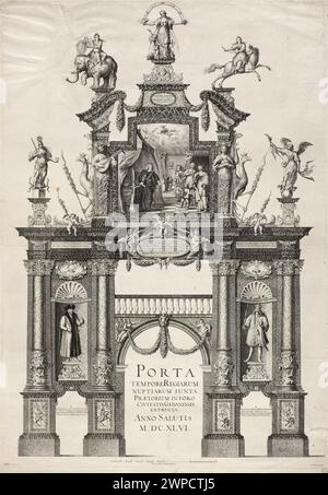 La porta trionfale eretta a Gdańsk in occasione del LUBIN W Adys Ava IV con Ludwik Mari Gonzag nel 1646; veduta dell'est; Hondius, Willem (post 1597-1652), Boy, Adolf (1612-post 1686), Münch, Georg (FL. CA 1638-non Post 1656); 1646 (1646-00-00-1646-00-00-00);Gdańsk (Voivodato della Pomerania), Ludwika Maria (Regina di Polonia - 1611-1667) - iconografia, Witke -Jeżewski, Dominik (1862-1944) - collezione, Władysław IV (re polacco - 1595-1648) - iconografia, dono (provenienza) , gruppo colpevole, filigrana Foto Stock