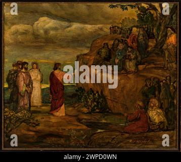 Dipinto tedesco di Robert otto Maximilian Kuschel che raffigura il sermone sulla montagna con molteplici figure bibliche, conservato nella collezione del Museo Schlesisches. Foto Stock