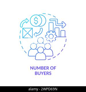 Icona del concetto di gradiente blu del numero di acquirenti Illustrazione Vettoriale
