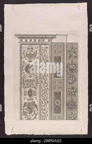 Decorazione pilaster (gioco superiore), dalla serie Loggie di Rafaele nel Vaticano (PL.5); Ottaviani, Giovanni (1735-1808), Rafael (1483-1520), Savorelli, Gaetano (FL. 1772-1791), Camprosi, Pietro (1726-1781); 1772-1777 (1772-00-00-1777-00-00); Foto Stock