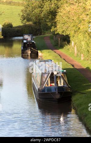 Regno Unito, Tardedigge, barche ormeggiate sul canale Birmingham-Worcester. Foto Stock