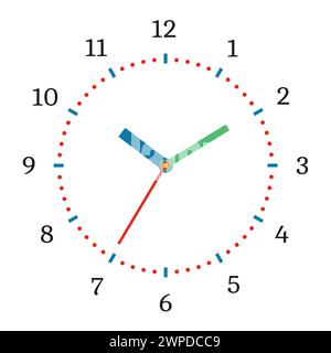 Illustrazione vettoriale dell'orologio meccanico. Quadrante dell'orologio su sfondo bianco. Illustrazione Vettoriale