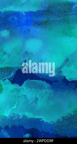 trama astratta creativa dell'acquerello blu scuro ciano. Foto Stock