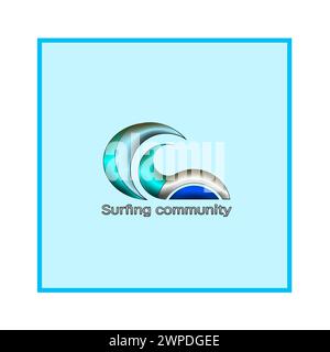 Logo della comunità dei surfisti e degli appassionati di sport Illustrazione Vettoriale