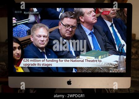 Grant Shapps Segretario di Stato per la difesa riunito con i parlamentari durante il bilancio di primavera 2024 il 6 marzo alla camera dei comuni di Londra Inghilterra Regno Unito Foto Stock