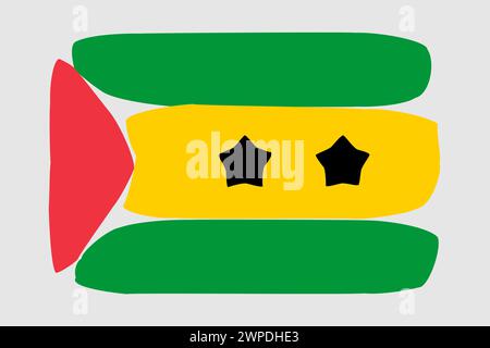 Sao Tomé e Principe - illustrazione vettoriale con disegno dipinto. Stile pennello vettoriale Illustrazione Vettoriale