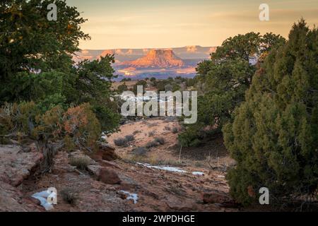 Alba invernale a vista, Canyonlands National Park nel sud-est dello Utah, Stati Uniti Foto Stock