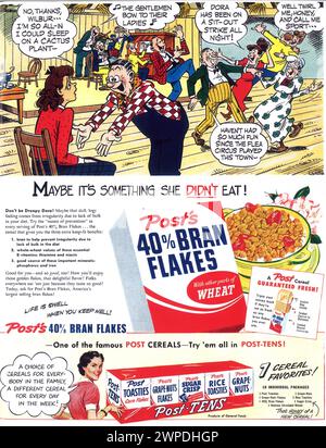 1950s POST Cereal Bran Flakes Box Post Tens ad stampa multipack Foto Stock