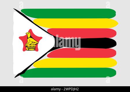 Bandiera dello Zimbabwe - illustrazione vettoriale con disegno dipinto. Stile pennello vettoriale Illustrazione Vettoriale