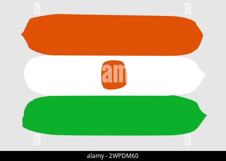 Bandiera Niger - illustrazione vettoriale con disegno dipinto. Stile pennello vettoriale Illustrazione Vettoriale