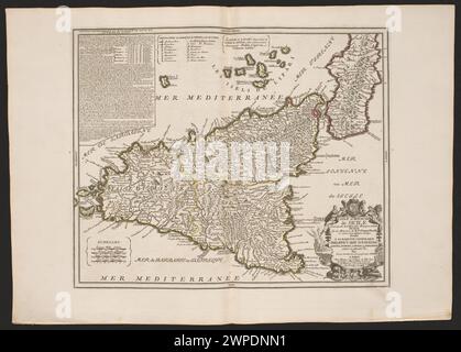 Mappa che mostra l'isola e il regno di Sicilia come parte della monarchia spagnola in Italia, creata da Jean Beauin nel 1763 sulla base di documenti storici. Foto Stock