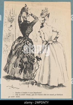 Disegno umoristico di Stefan Mucharski (1880-1895) che raffigura una scena satirica con espressioni esagerate ed elementi comici. Foto Stock