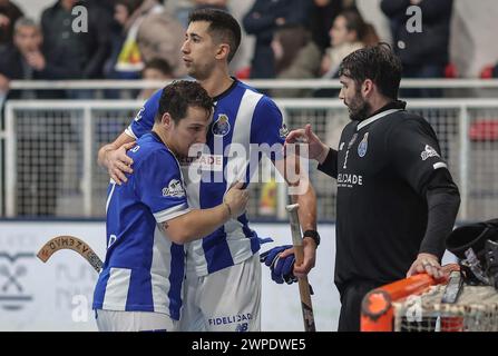 Vila Nova de Famalicão, 03/06/2024 - Riba d'Aveospitato il Fud Futebol Clube do Porto questa sera al Pavilhão do Parque das Tílias - Riba d'an il Roundound di 16 partite della Coppa del Portogallo, stagione 2023/24. Carlo di Benedetto; Goncalo Alves (Miguel Pereira/Global Imagens) crediti: Atlantico Press/Alamy Live News Foto Stock