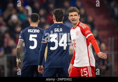 Monaco di Baviera, Germania. 5 marzo 2024. Thomas Mueller (Monaco) FC Bayern München - Lazio Rom 05.03.2024 Copyright (nur für journalistische Zwecke) di : Foto Stock