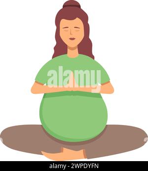 Donna incinta rilassamento tempo icona vettore cartone animato. Gruppo di meditazione yoga. Controllare che sia stata curata una femmina Illustrazione Vettoriale