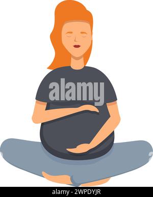 Icona della cura delle donne incinte vettore dei cartoni animati. Lezione di yoga in palestra. Processo di rilassamento della meditazione Illustrazione Vettoriale