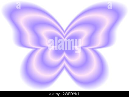 Forma camaleonte a farfalla in stile sfocato isolato su sfondo bianco. Elegante adesivo y2k con effetto aura sfumato. Illustrazione vettoriale. Illustrazione Vettoriale