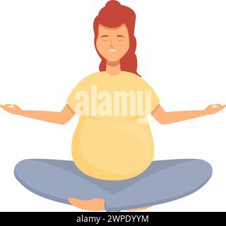 Controllare il vettore cartoni animati dell'icona donna incinta. Gruppo yoga femminile. Rilassate il tempo di meditazione Illustrazione Vettoriale