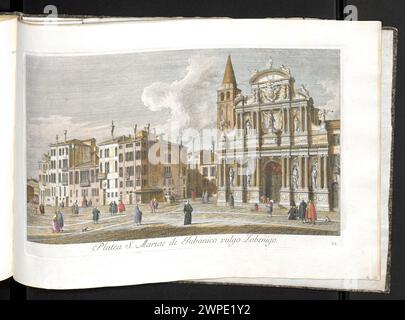 Veduta di campo Santa Maria del Giglio (Santa Maria Zobenigo) a Venezia, da un album grafico italiano del 1742 di Antonio Visentini e Canaletto. Include chiese, piazze cittadine e paesaggi urbani. Foto Stock